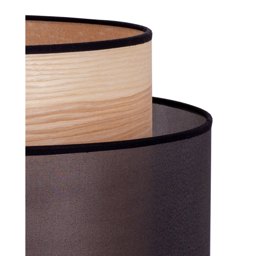 Duolla - Candeeiro de chão WOOD BOHO 1xE27/15W/230V diâmetro 45 cm preto/bege