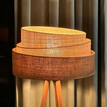 Duolla - Candeeiro de chão YUTE TRIO 1xE27/15W/230V diâmetro 45 cm castanho/cinzento/bege