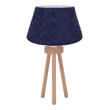 Duolla - Candeeiro de mesa BOUCLE 1xE27/15W/230V diâmetro 28 cm azul/madeira
