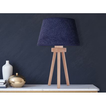 Duolla - Candeeiro de mesa BOUCLE 1xE27/15W/230V diâmetro 28 cm azul/madeira