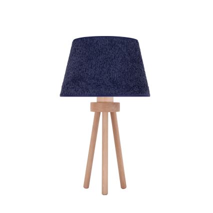 Duolla - Candeeiro de mesa BOUCLE 1xE27/15W/230V diâmetro 28 cm azul/madeira