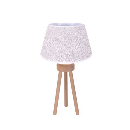 Duolla - Candeeiro de mesa BOUCLE 1xE27/15W/230V diâmetro 28 cm branco/madeira