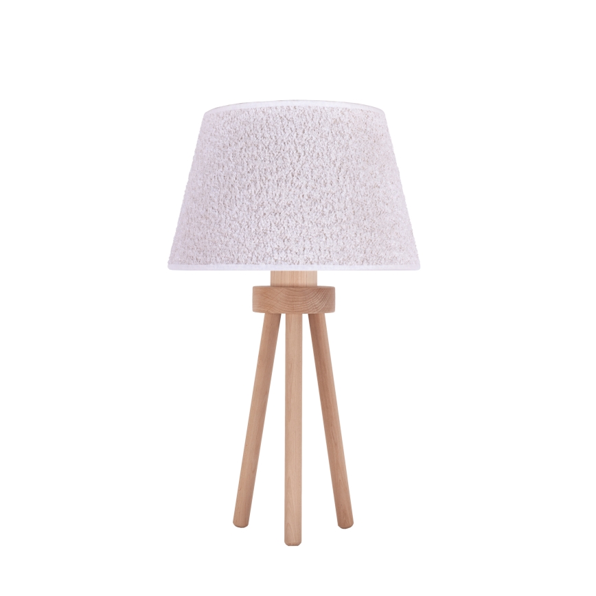 Duolla - Candeeiro de mesa BOUCLE 1xE27/15W/230V diâmetro 28 cm branco/madeira