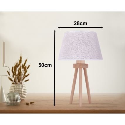 Duolla - Candeeiro de mesa BOUCLE 1xE27/15W/230V diâmetro 28 cm branco/madeira