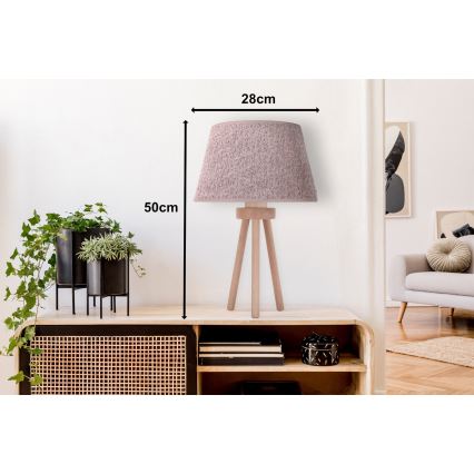 Duolla - Candeeiro de mesa BOUCLE 1xE27/15W/230V diâmetro 28 cm castanho/madeira