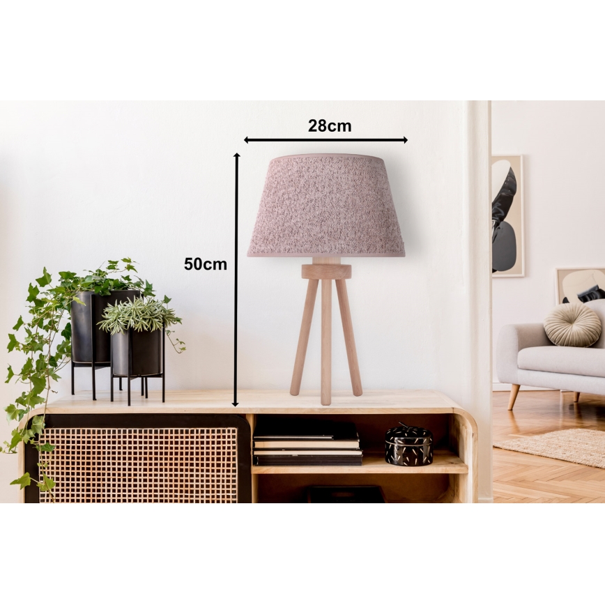Duolla - Candeeiro de mesa BOUCLE 1xE27/15W/230V diâmetro 28 cm castanho/madeira