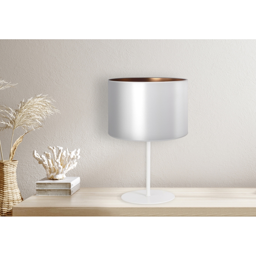 Duolla - Candeeiro de mesa CANNES 1xE14/15W/230V diâmetro 20 cm prateado/cobre/branco