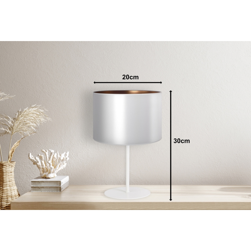 Duolla - Candeeiro de mesa CANNES 1xE14/15W/230V diâmetro 20 cm prateado/cobre/branco