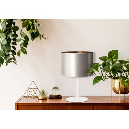 Duolla - Candeeiro de mesa CANNES 1xE14/15W/230V diâmetro 20 cm prateado/cobre/branco