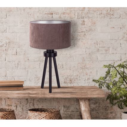 Duolla - Candeeiro de mesa LYON 1xE27/15W/230V diâmetro 30 cm castanho