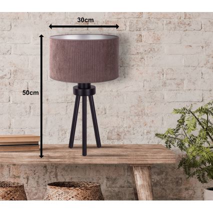 Duolla - Candeeiro de mesa LYON 1xE27/15W/230V diâmetro 30 cm castanho