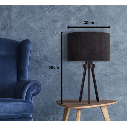 Duolla - Candeeiro de mesa LYON 1xE27/15W/230V diâmetro 30 cm preto