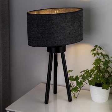 Duolla - Candeeiro de mesa OVAL 1xE27/15W/230V diâmetro 30 cm cinzento