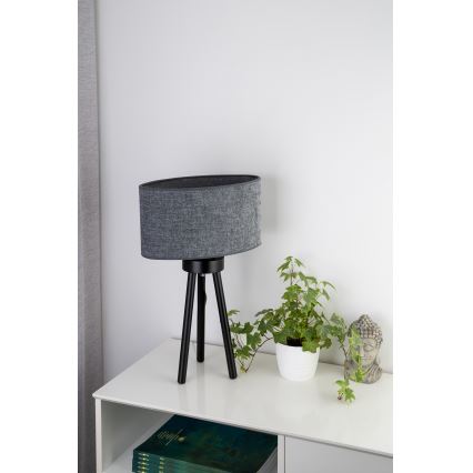 Duolla - Candeeiro de mesa OVAL 1xE27/15W/230V diâmetro 30 cm cinzento