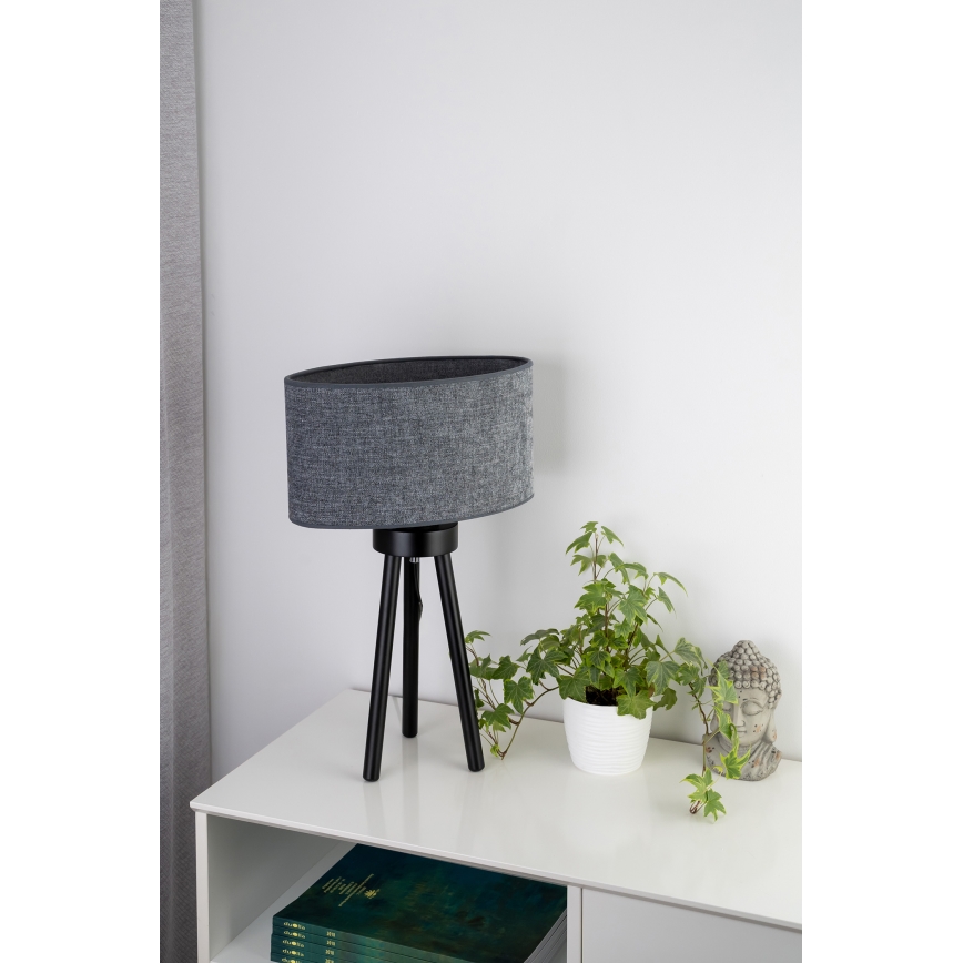 Duolla - Candeeiro de mesa OVAL 1xE27/15W/230V diâmetro 30 cm cinzento