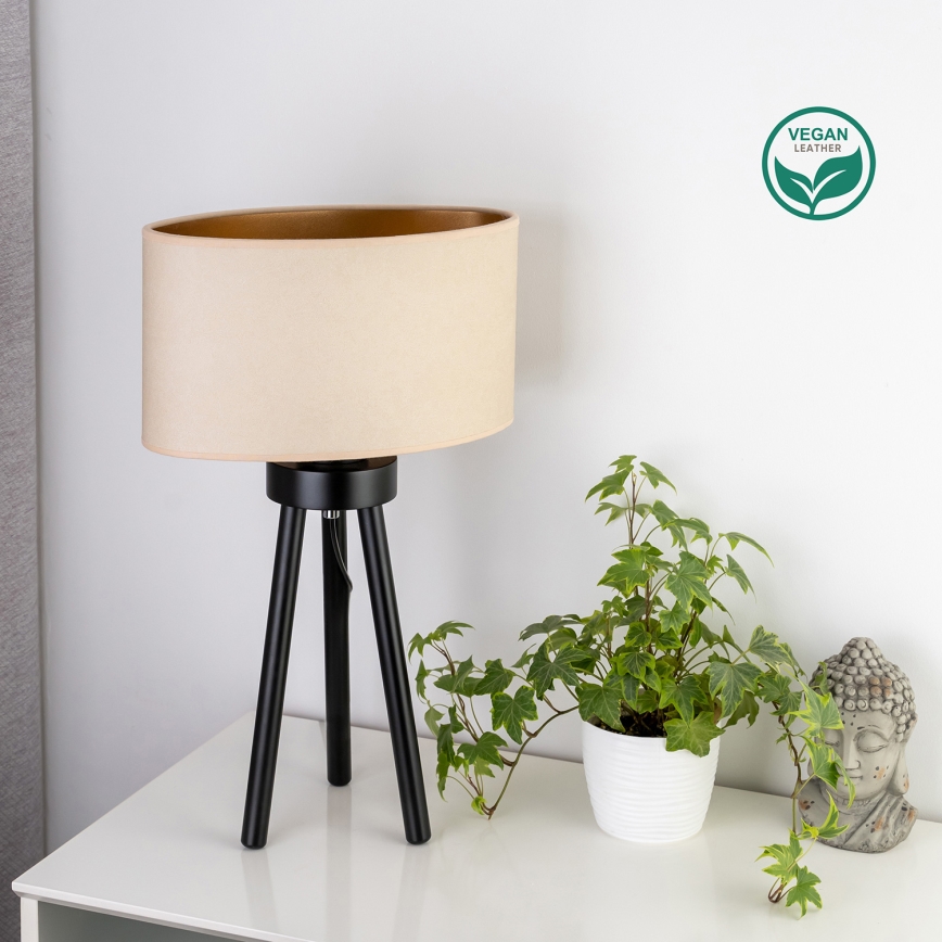 Duolla - Candeeiro de mesa OVAL VEGAN 1xE27/15W/230V diâmetro 30 cm creme