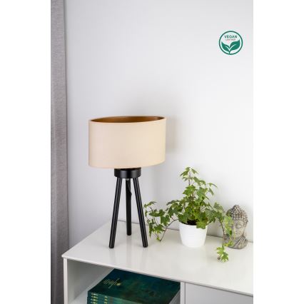 Duolla - Candeeiro de mesa OVAL VEGAN 1xE27/15W/230V diâmetro 30 cm creme