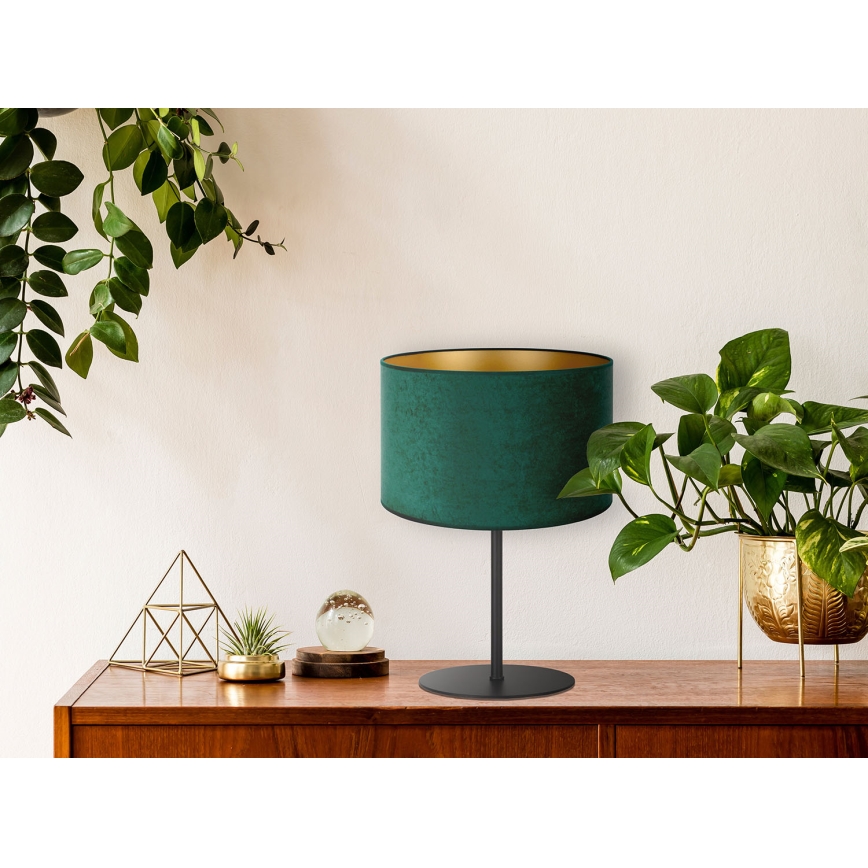 Duolla - Candeeiro de mesa ROLLER 1xE14/15W/230V diâmetro 20 cm verde escuro/dourado