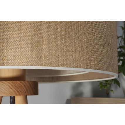 Duolla - Candeeiro de mesa YUTE BOHO 1xE27/15W/230V diâmetro 25 cm castanho/creme