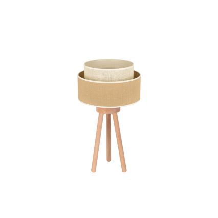Duolla - Candeeiro de mesa YUTE BOHO 1xE27/15W/230V diâmetro 25 cm castanho/creme