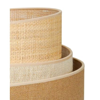 Duolla - Candeeiro de mesa YUTE TRIO 1xE27/15W/230V diâmetro 25 cm castanho/cinzento/bege