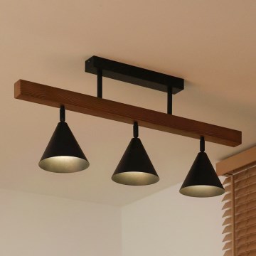 Duolla - Candeeiro de tecto de montagem superficial IRONLINE 3xG9/3W/230V pinho/carvalho/preto