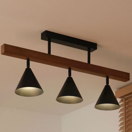 Duolla - Candeeiro de tecto de montagem superficial IRONLINE 3xG9/3W/230V pinho/carvalho/preto