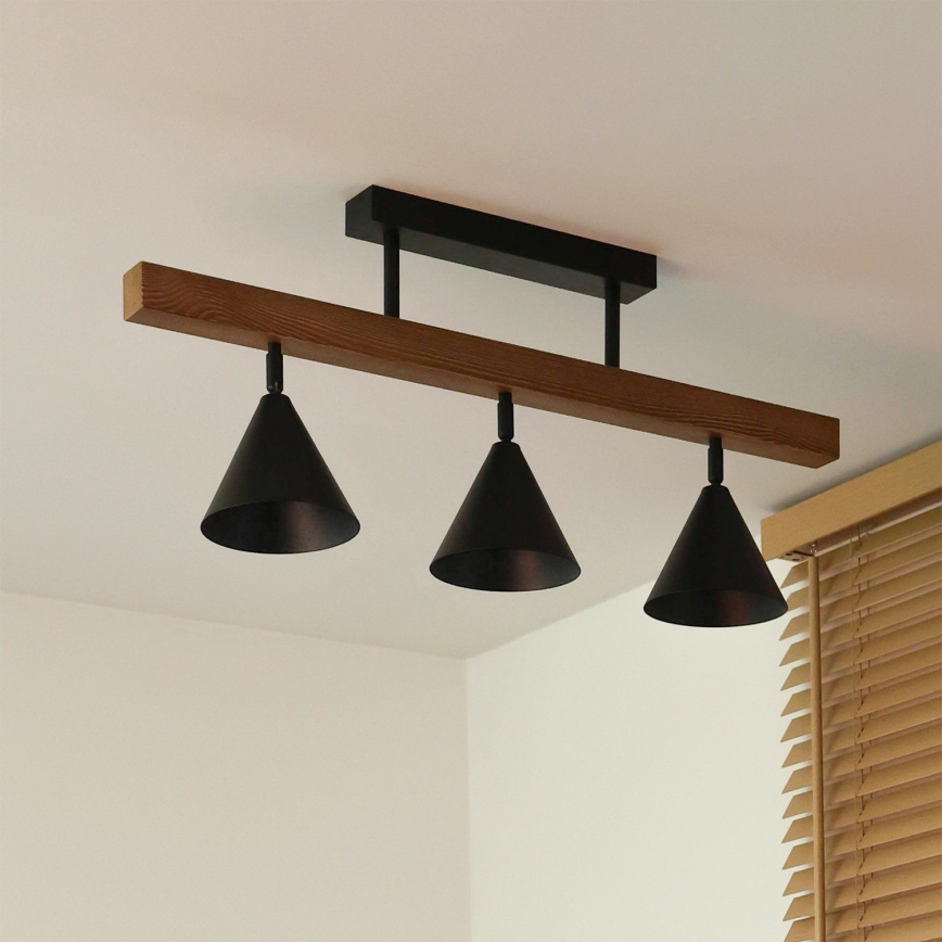 Duolla - Candeeiro de tecto de montagem superficial IRONLINE 3xG9/3W/230V pinho/carvalho/preto