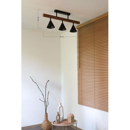 Duolla - Candeeiro de tecto de montagem superficial IRONLINE 3xG9/3W/230V pinho/carvalho/preto