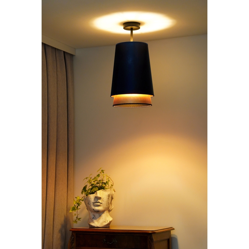 Duolla - Candeeiro integrado BELL SHINY 1xE27/15W/230V diâmetro 25 cm azul/cobre