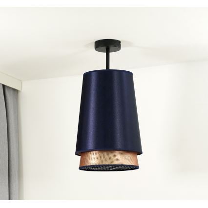 Duolla - Candeeiro integrado BELL SHINY 1xE27/15W/230V diâmetro 25 cm azul/cobre