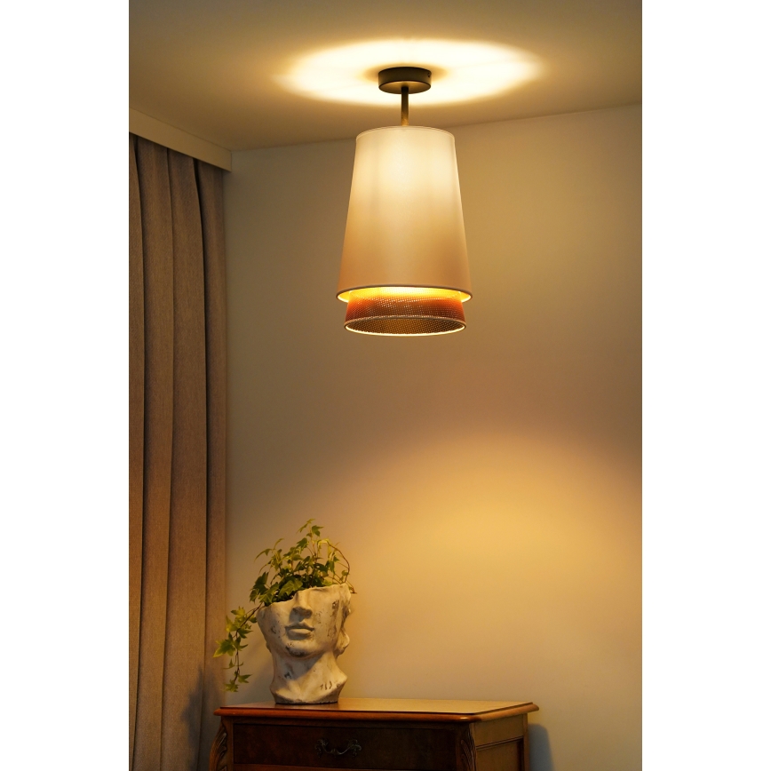 Duolla - Candeeiro integrado BELL SHINY 1xE27/15W/230V diâmetro 25 cm branco/cobre