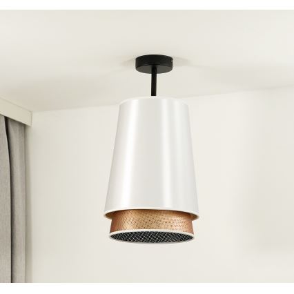 Duolla - Candeeiro integrado BELL SHINY 1xE27/15W/230V diâmetro 25 cm branco/cobre