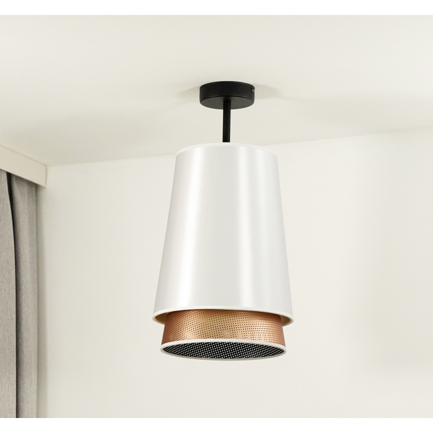 Duolla - Candeeiro integrado BELL SHINY 1xE27/15W/230V diâmetro 25 cm branco/cobre