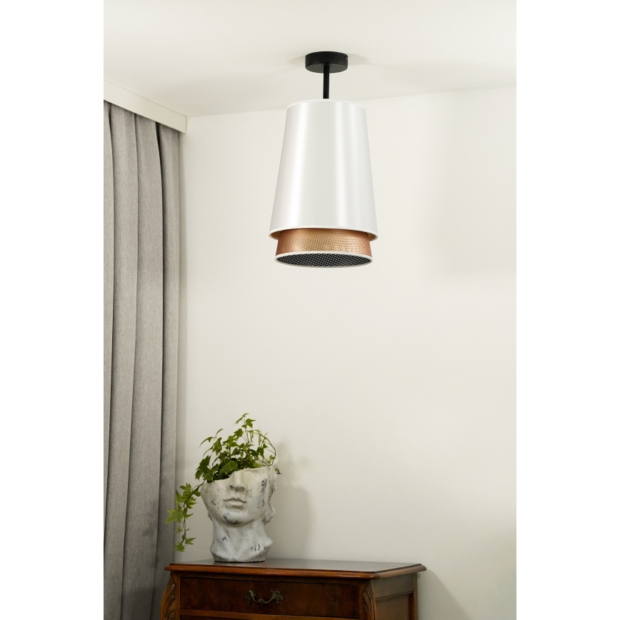 Duolla - Candeeiro integrado BELL SHINY 1xE27/15W/230V diâmetro 25 cm branco/cobre