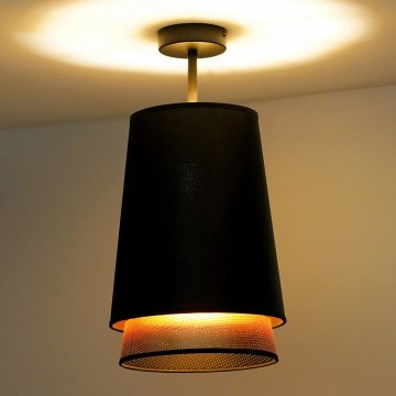 Duolla - Candeeiro integrado BELL SHINY 1xE27/15W/230V diâmetro 25 cm preto/cobre