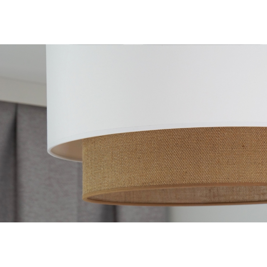 Duolla - Candeeiro integrado  BOHO 1xE27/15W/230V diâmetro 45 cm branco/castanho