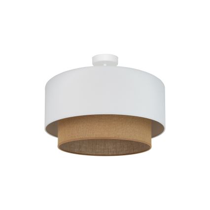 Duolla - Candeeiro integrado  BOHO 1xE27/15W/230V diâmetro 45 cm branco/castanho