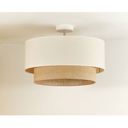 Duolla - Candeeiro integrado BOHO 1xE27/15W/230V diâmetro 45 cm creme/castanho