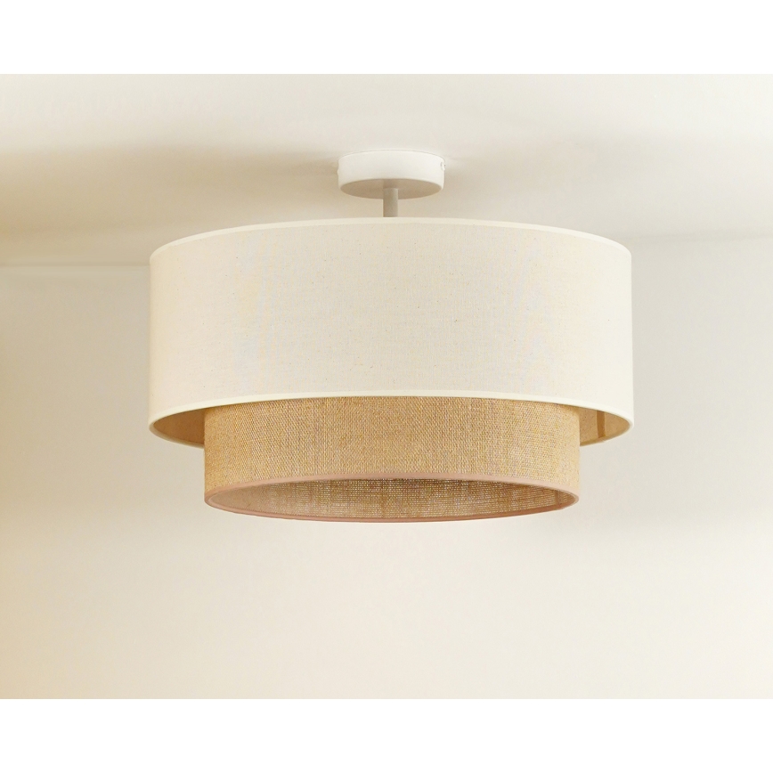 Duolla - Candeeiro integrado BOHO 1xE27/15W/230V diâmetro 45 cm creme/castanho