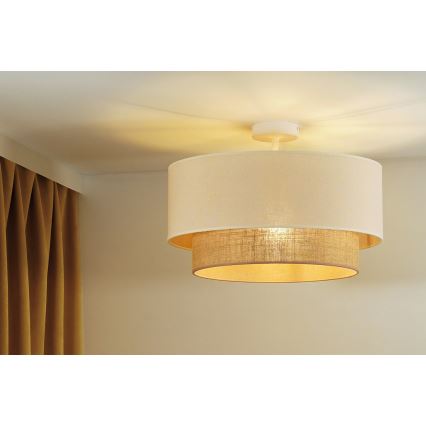 Duolla - Candeeiro integrado BOHO 1xE27/15W/230V diâmetro 45 cm creme/castanho