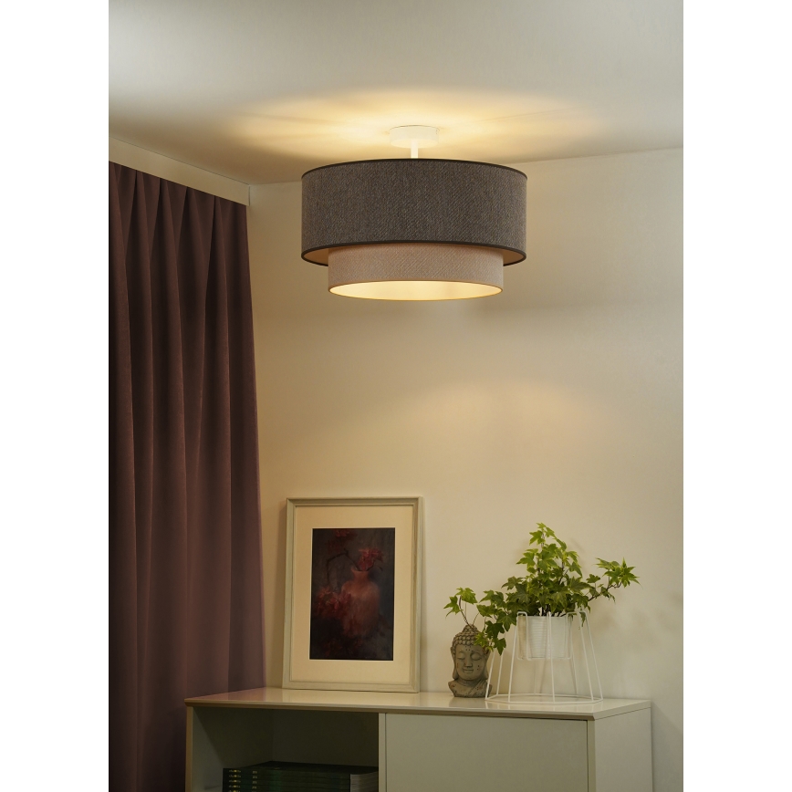 Duolla - Candeeiro integrado BOHO ECO RECYCLING 1xE27/15W/230V diâmetro 45 cm castanho/creme