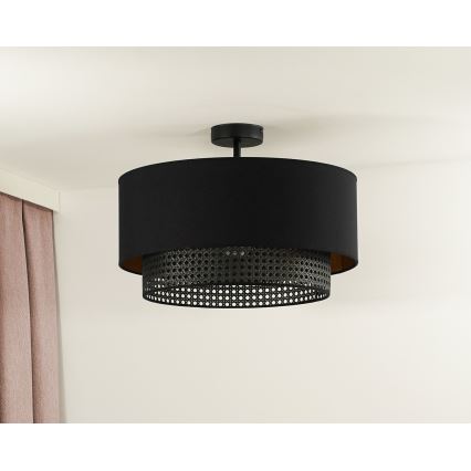 Duolla - Candeeiro integrado BOHO RATTAN 1xE27/15W/230V diâmetro 45 cm preto