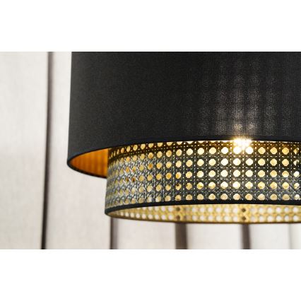 Duolla - Candeeiro integrado BOHO RATTAN 1xE27/15W/230V diâmetro 45 cm preto