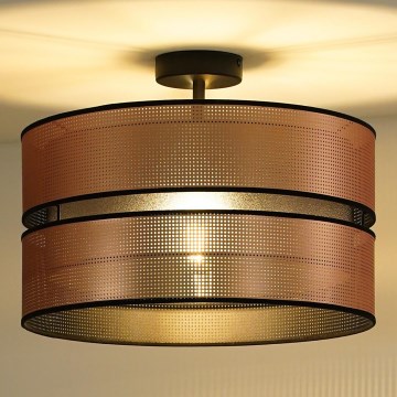 Duolla - Candeeiro integrado COPPER SHINY 1xE27/15W/230V diâmetro 40 cm cobre/preto