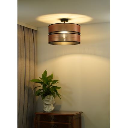Duolla - Candeeiro integrado COPPER SHINY 1xE27/15W/230V diâmetro 40 cm cobre/preto