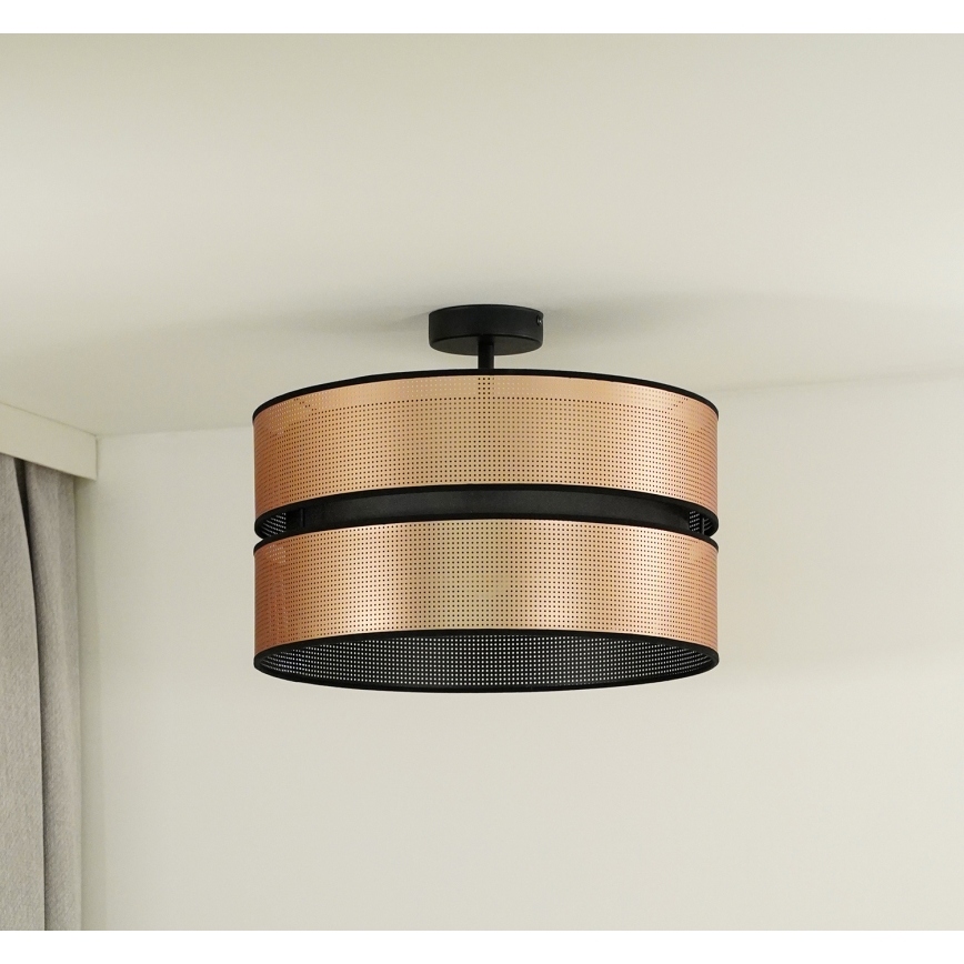 Duolla - Candeeiro integrado COPPER SHINY 1xE27/15W/230V diâmetro 40 cm cobre/preto