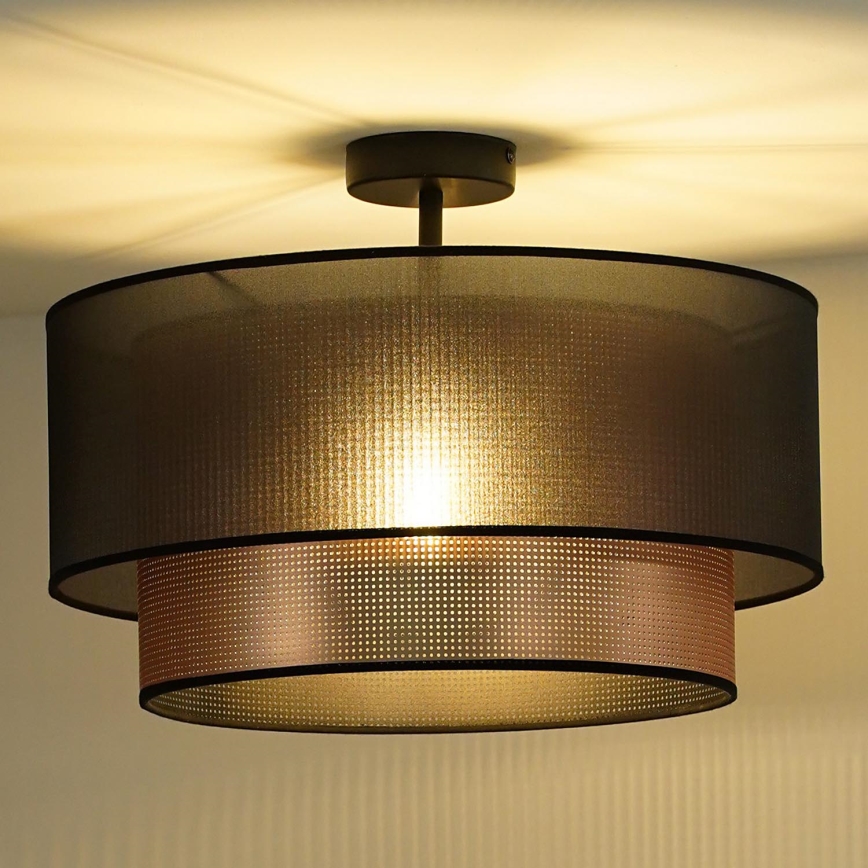 Duolla - Candeeiro integrado COPPER SHINY 1xE27/15W/230V diâmetro 45 cm castanho/cobre