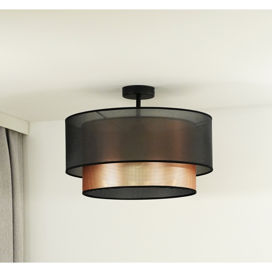 Duolla - Candeeiro integrado COPPER SHINY 1xE27/15W/230V diâmetro 45 cm castanho/cobre