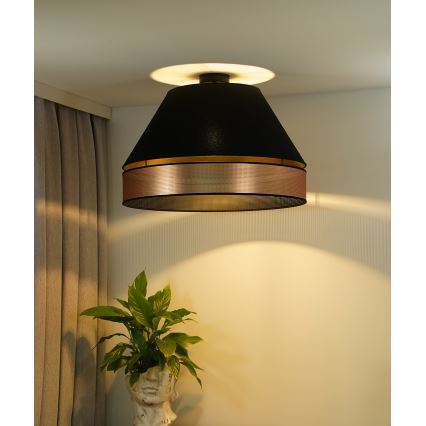 Duolla - Candeeiro integrado COPPER SHINY 1xE27/15W/230V diâmetro 60 cm preto/cobre